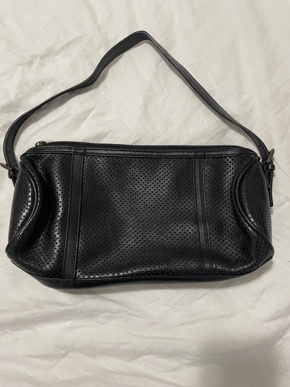 latico Black Perforated Leather Shoulder Bag